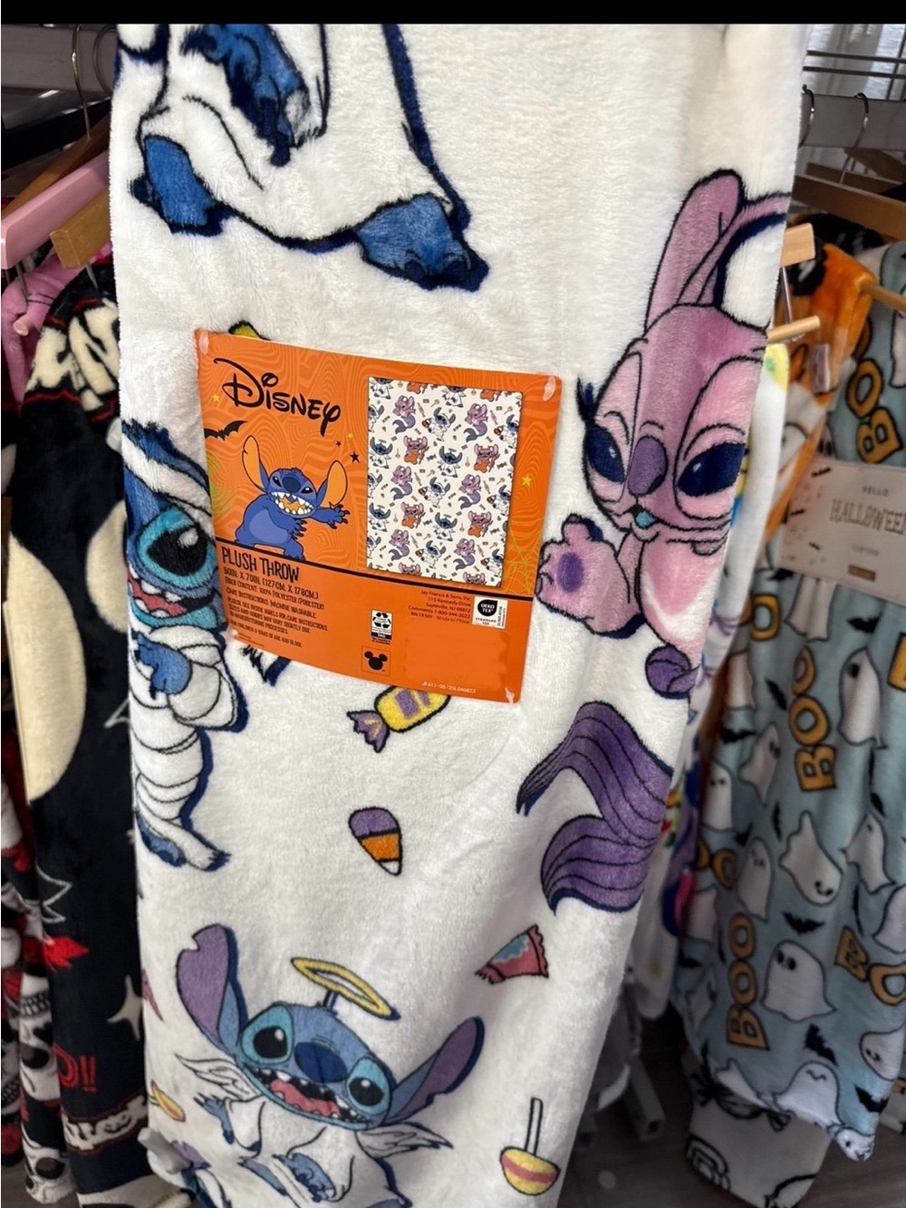 Disney Kids Plush Throw Blanket - White & Purple Stitch Design